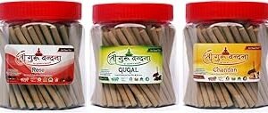 SGV Sandal, Guggul & Rose Dhoop Sticks (Pack of 3)